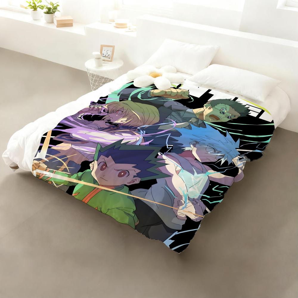 Anime Hunter x Hunter Throw Flannel Throw Blanket: Soft Kid-Friendly Warm Anti-Static All Season Washable Couch Bed Home