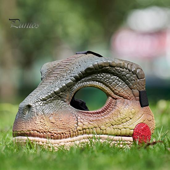 Электрический Головной Убор Головы Динозавра со Звуком Подвижным Ротом Кричащая Голова Дино Хэллоуин Костюм Партии Косплей Крышка Головы Велоцираптора Праздничные Атрибуты