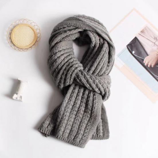Yousheng Couple Winter Scarf Warm Thick Knitted Long Scarf Solid Color Soft Large Wrap Outdoor Indoor Cold Weather Neck Warmer