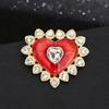 Female Fashion Vintage Crystal Cute Love Heart Brooches For Women Luxury Gold Color Alloy Enamel Geometry Brooch Safety Pins