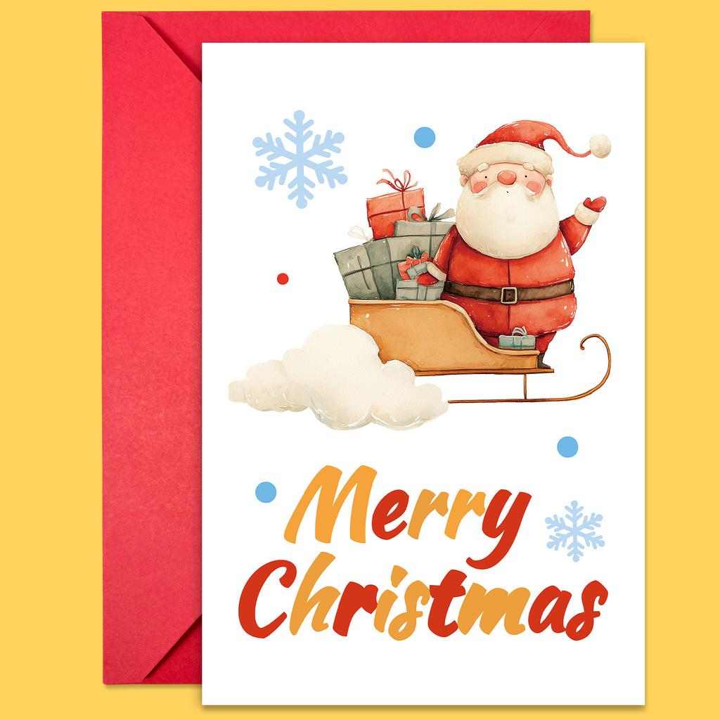 10PCS Cute Cartoon Christmas Greeting Cards Set with Envelopes, Large Size Xmas Cards for Holiday Wishes & Gifts