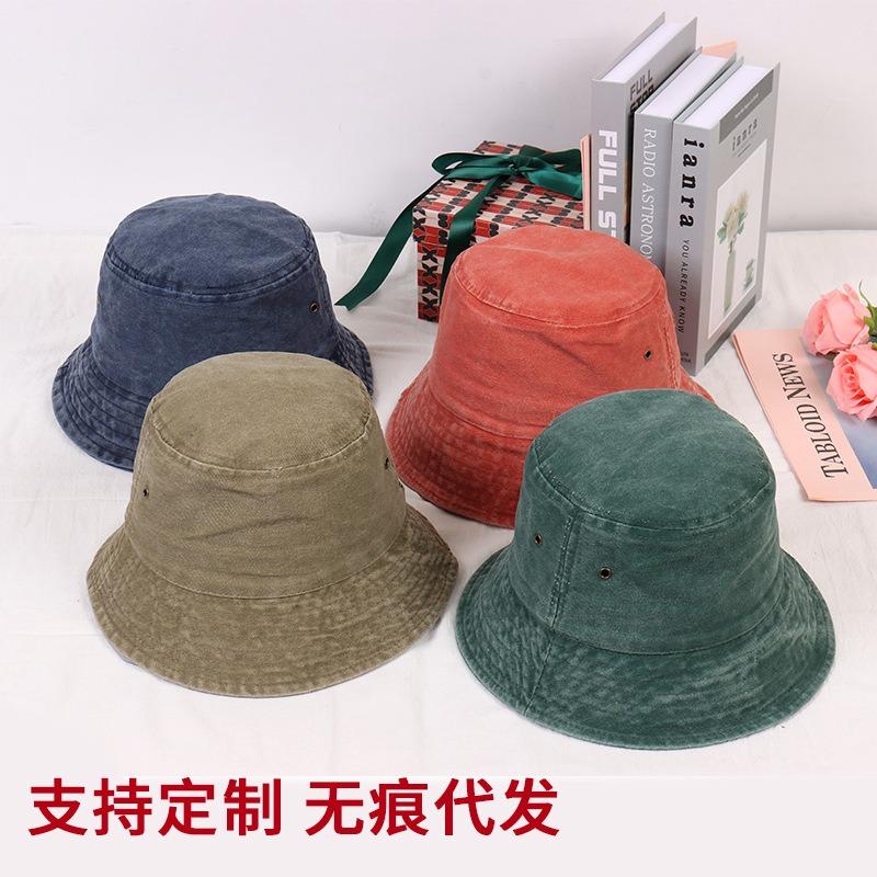 Old Washed Denim Bucket Hat Spring and Autumn Summer Basin Hat Versatile Denim Men's and Women's Retro