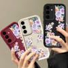 Colorful Floral Print Matte Soft Case For Samsung S25 Ultra S24 FE S23 S22 A16 A56 A36 A15 A55 A35 A54 A34 TPU Shockproof Lens Protection Phone Cover