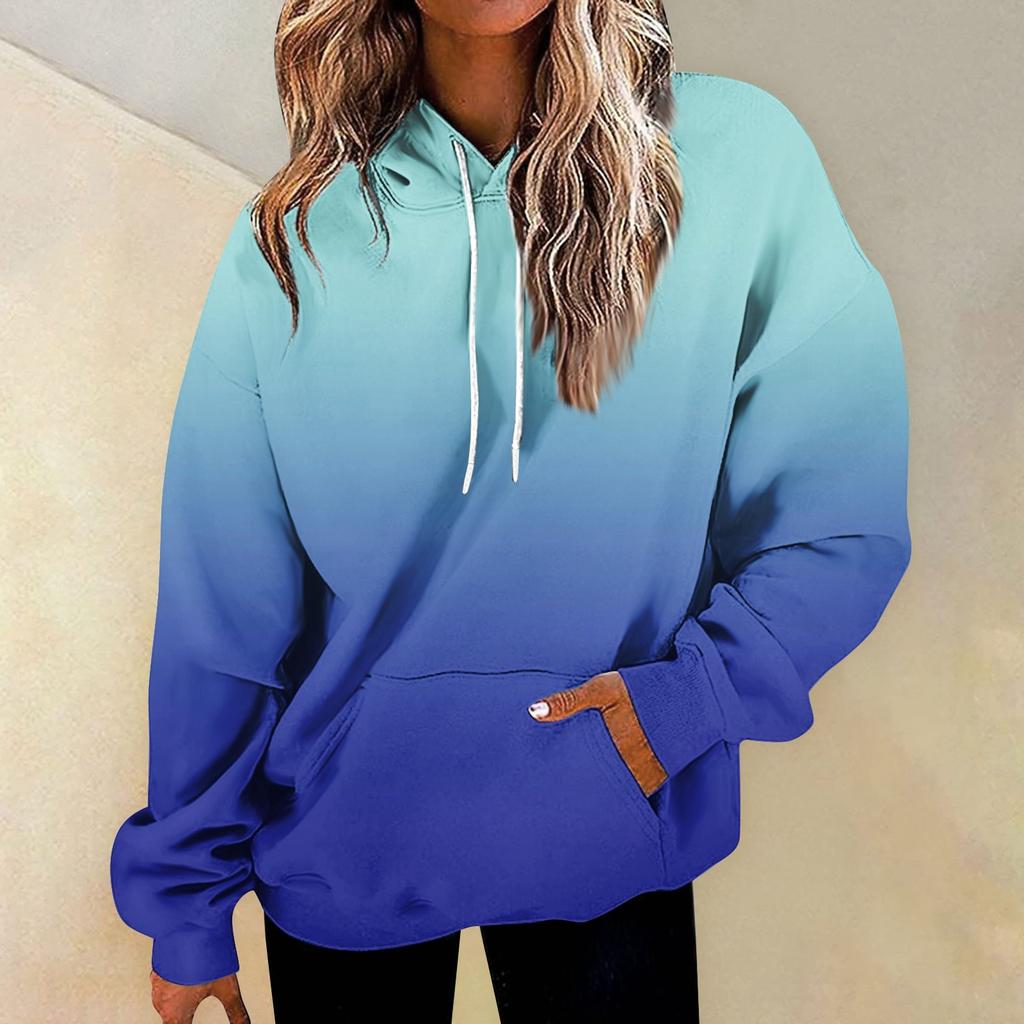 Женская мода Повседневные Универсальные Повседневные толстовки с круглым вырезом Графика Повседневные с длинным рукавом Градиент Лоскутная верхняя одежда с принтом Толстовки