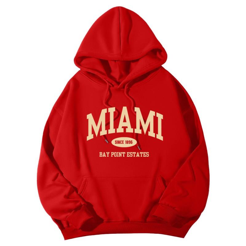 Unisex Winter Hooded Sweatshirt Loose Fit Printed Long Sleeve Casual Streetwear