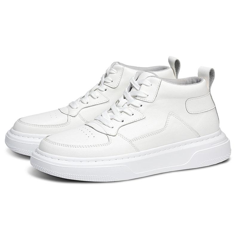 White Sneakers Men Height Increase Insoles 6cm Lifts Shoes Leisure Casual Plus Size 35-47