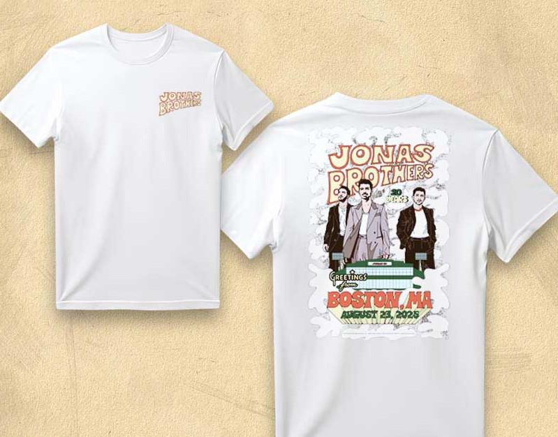 college students  Cotton T-shirt Official Jonas Brothers Aug 23 2025 Boston MA MerchT-shirT