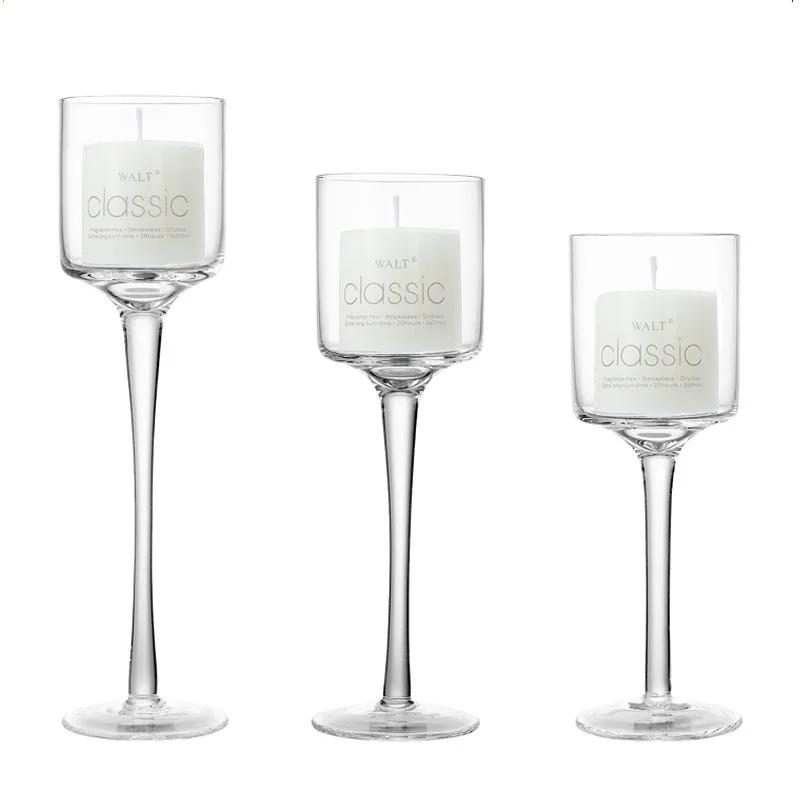BEPAN Glass Candlestick European Romantic Candlelight Dinner High Foot Wedding Birthday Restaurant Water Floating Candle Cup