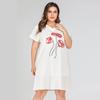 Summer Women's Dress Large Size V-neck Casual Print Loose Short-sleeved Dress