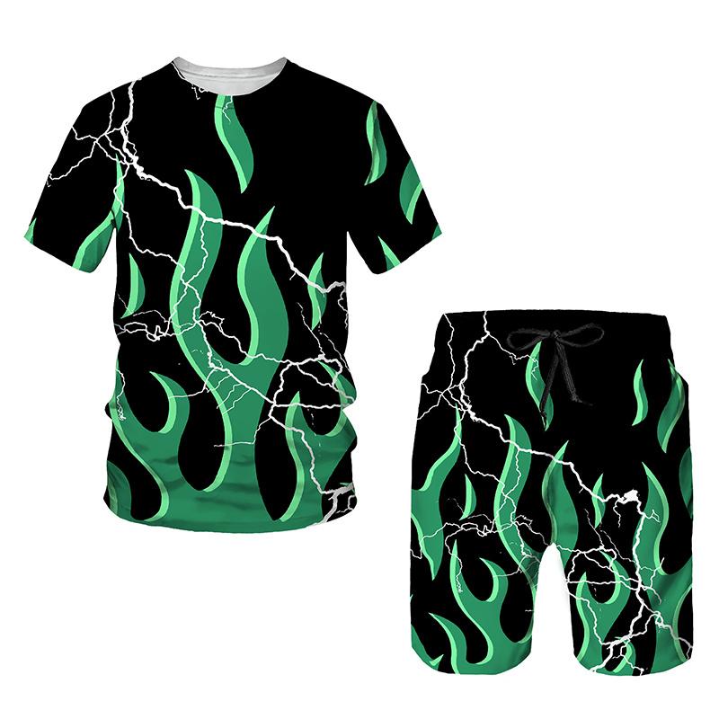Летний модный мужской комплект из двух предметов, летняя футболка и спортивные шорты для бега, фитнеса, повседневная спортивная одежда с короткими рукавами, спортивный костюм
