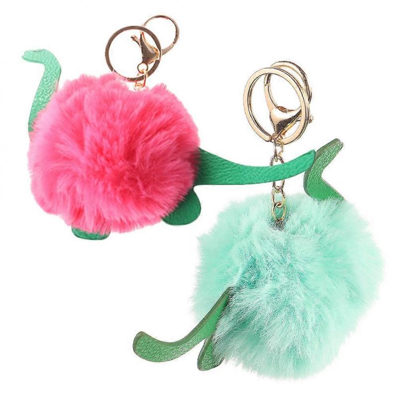 Cartoon Dinosaur Keychain for Decoration 2Pcs Soft Plush Fuzzy Bag Pendant