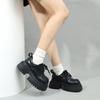 Retro British Style Platform Thick Heel with Skirt Single Shoes Women's Fashion Versatile Lace-up Small Leather Shoes Women's Autumn and Winter New