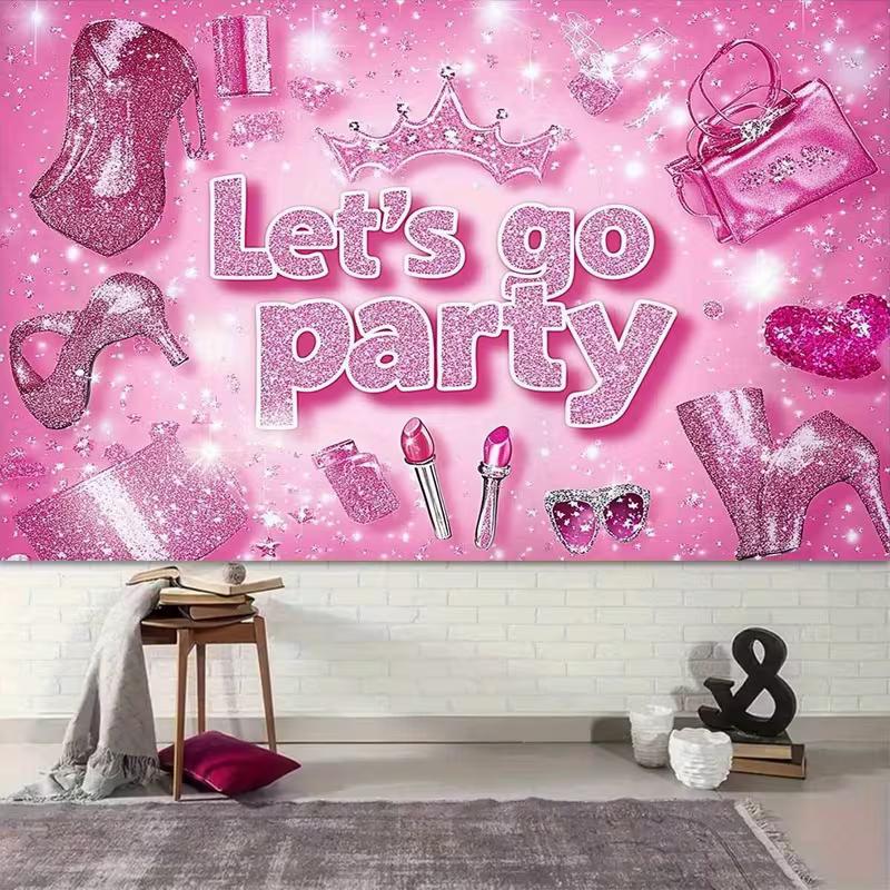 2D Fashion Girl Lipstick & Handbag Themed Party Background