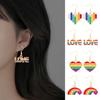 Women Earrings Rainbow Color Colorful Heart Shape Stainless Anti-allergy Lightweight