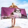 Пляжное полотенце для собаки Ши-тцу Мягкое Высоко впитывающее Очень большое Персонализированное Полотенце для питомца Ши-тцу Большого размера На заказ Дорожные Полотенца для бассейна