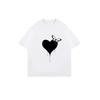 Black Oversized T Shirt With Heart And Butterfly Print For Casual Wear