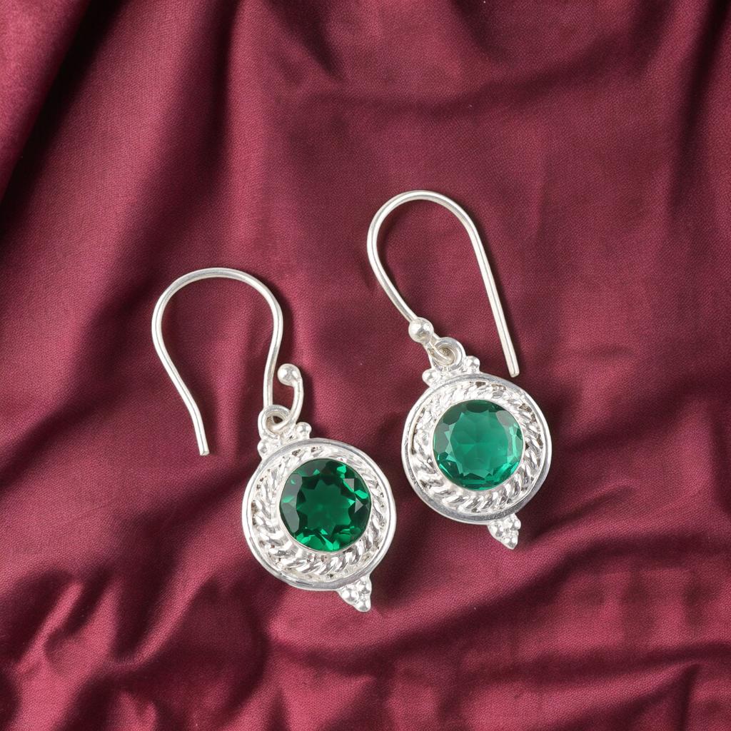 Chrome Diopside Gemstone 925 Sterling Silver Jewelry Handmade Hook Earrings3.0" EE-117-2