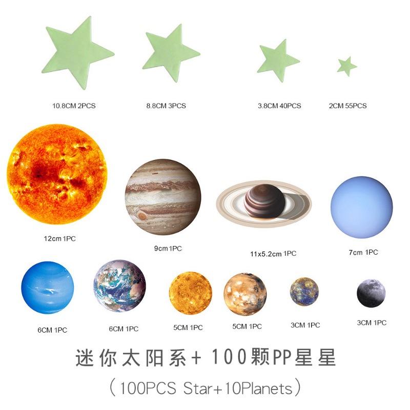 Glow in The Dark Stars Solar System Wall Stickers Luminous Planets Wall Decals Space Ceiling Decor for Bedroom Boys And Girls