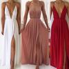Bohemian Red V-Neck Backless Chiffon Holiday Dress