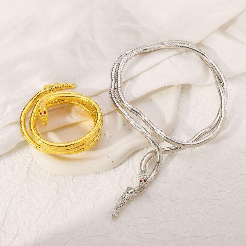 Золотой цвет Гибкое ожерелье-змея Сплав Браслет Новое Гибкое колье