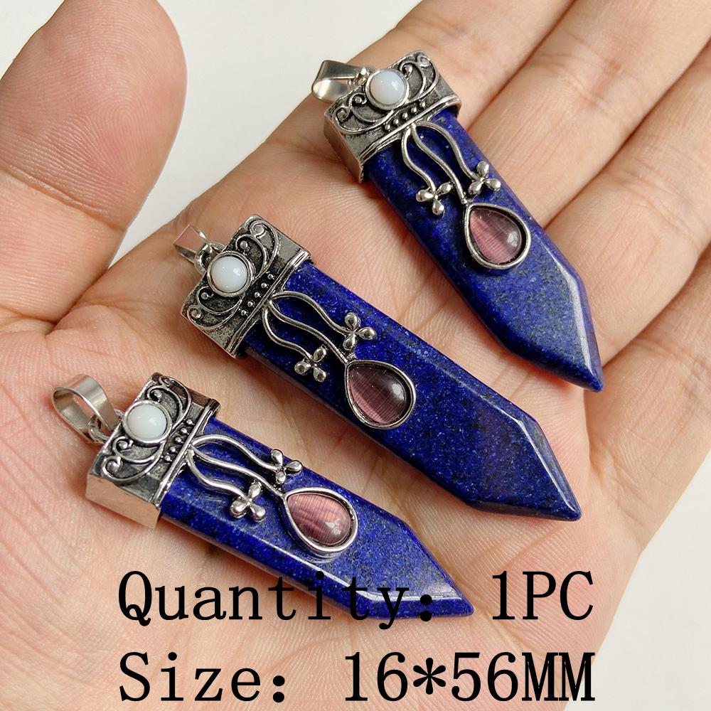 Natural Blue Lapis Lazuli Connector Charms Pendant Stone Warter Drop Teardrop Heart Pendants Charm For Jewelry Making Necklaces