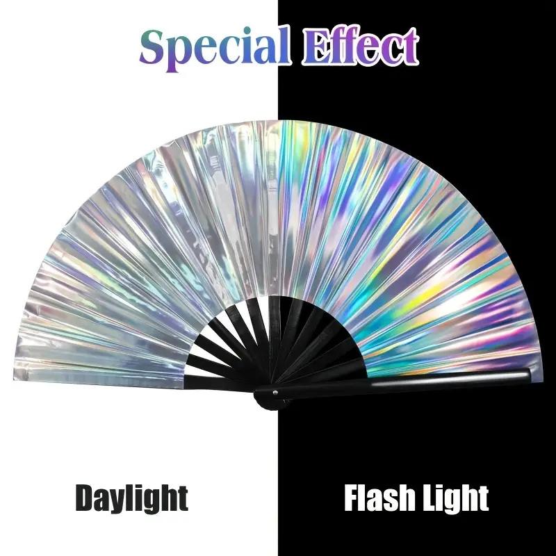 33Cm Glitter Hand Fan With Cover Bag Bamboo Bone Kung Fu Fan Large Foldable Festival Party Fan Dancing Fan For Party Supplies
