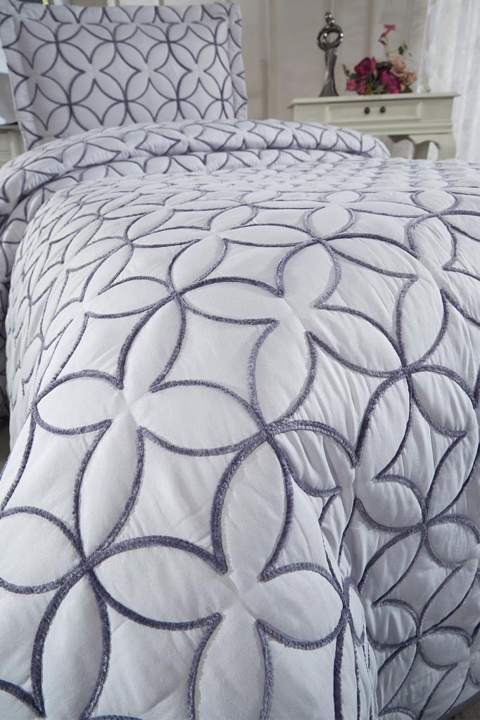 Комплект стеганых покрывал Parolin 3шт, Покрывало 180x240, Наволочка 50x70, Один размер, Кружево, Серый