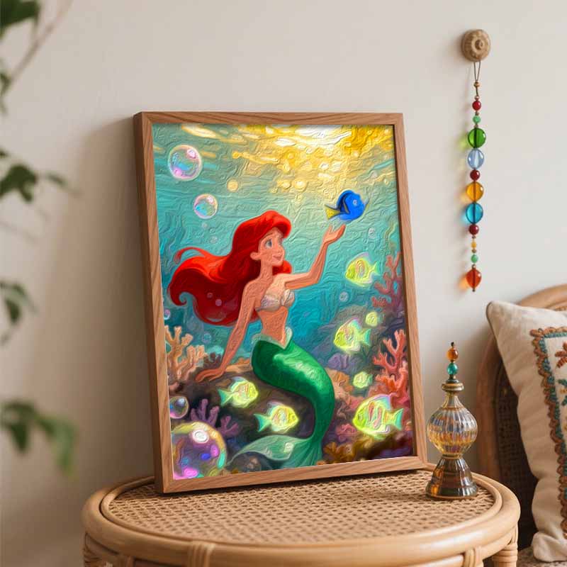 Disney digital oil painting diy oil painting Little Mermaid underwater hand painting living room bedroom decoration painting