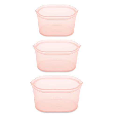 Zip Top Silicone Bags and Storage Containers [Official Japanese Product] 3-Piece Set with Dish, Microwave, Freezer, and Dishwasher Safe, Made with Pla