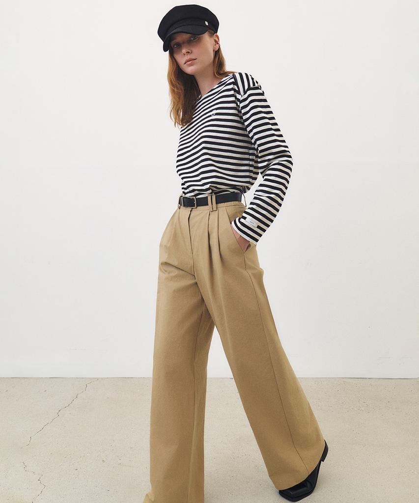 ARTID Deep Tuck Wide Cotton Pants_Beige
