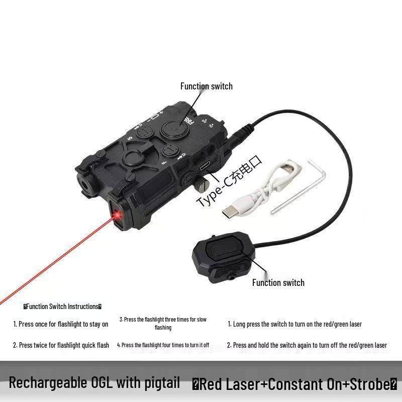 Green Laser & Infrared Mouse Tail Mount M4 Tactical Flashlight with 20MM Rail