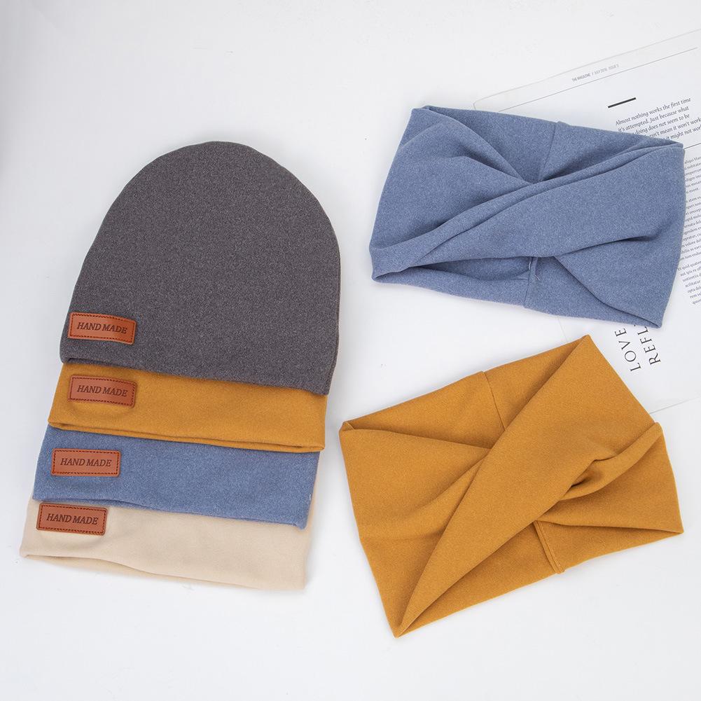 Детская шерстяная шапка, комплект из 2 шт., шарф, кожаная этикетка, детская шапочка, теплая шапка, осенне-зимняя детская шапка для девочек и мальчиков, аксессуары, От 1 до 4 лет