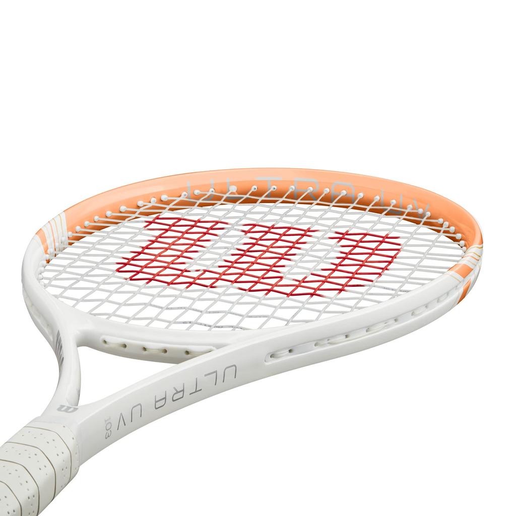 Жесткая теннисная ракетка Wilson ULTRA UV ORANGE WR127410U2 [обивка из кожзаменителя] белая/белая/оранжевая