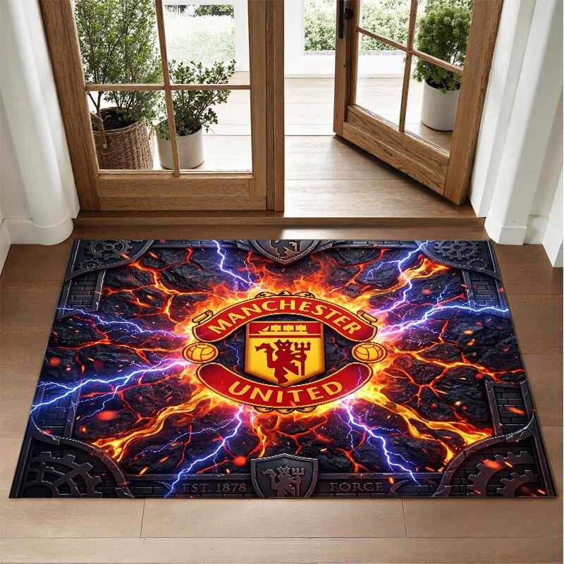 Manchester United Design Crystal Velvet Rug Soft Decorative Mat for Bedroom Entrance