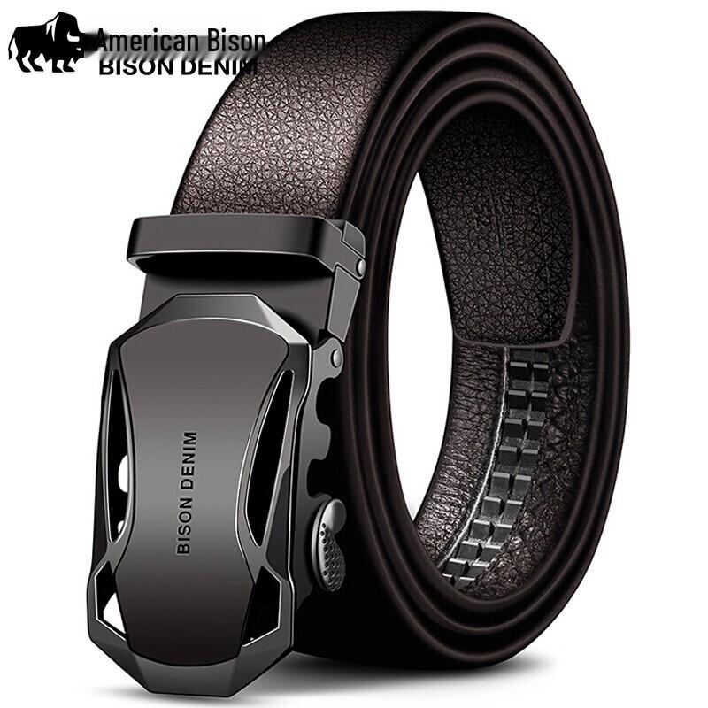 Men's American Bison Leather Automatic Buckle Business Casual Belt