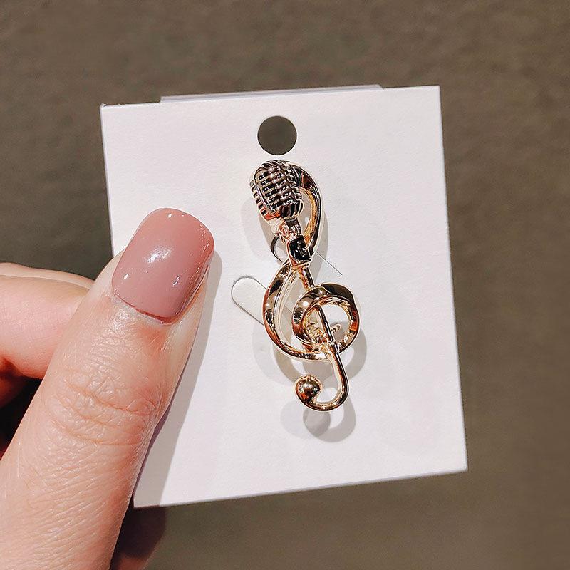 Металлическая персонализированная брошь-микрофон для женщин Высококлассная и модная брошь Элегантные и креативные ноты