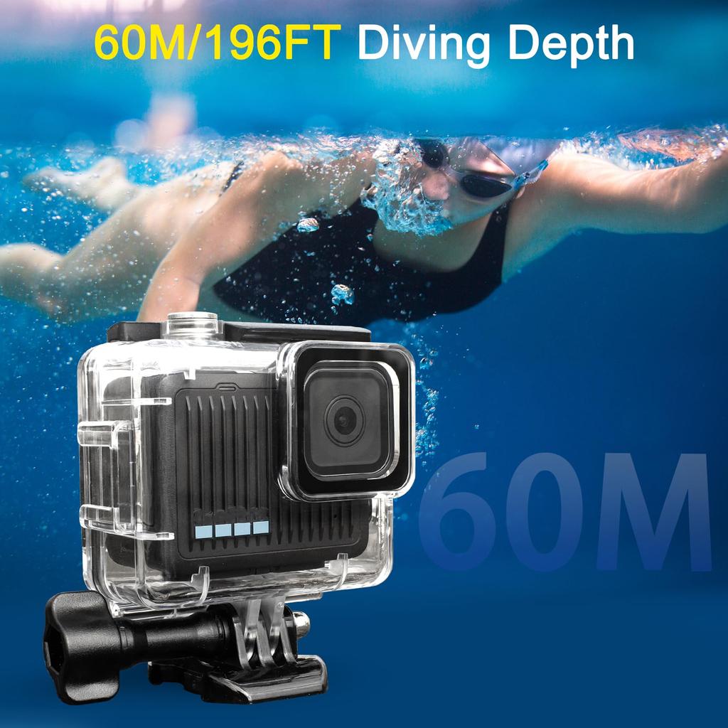 FitStill Underwater Waterproof Diving Housing Compatible with Go Pro Protective Diving Case Shell with Mount Hero 4K Accessory Kit 148ft/45m Hero,