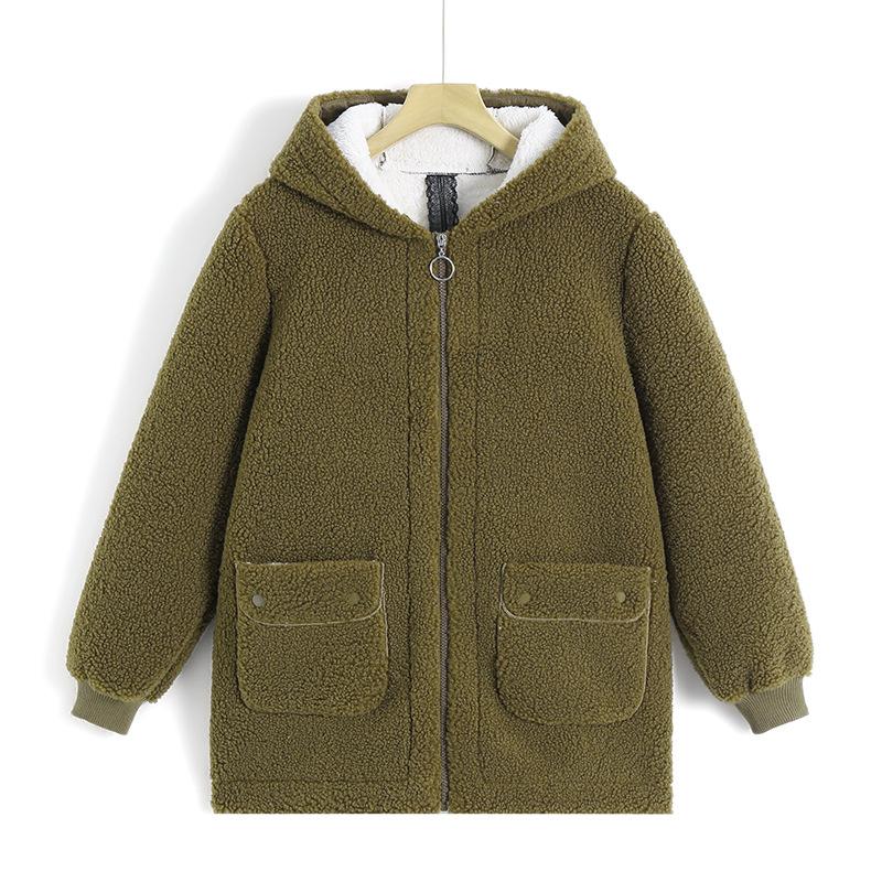 Зимнее пальто из овечьей шерсти для мамы, плюс бархатное утолщение, западный стиль, модное, для среднего и пожилого возраста, с капюшоном, из полар-флиса, хлопковое, женское