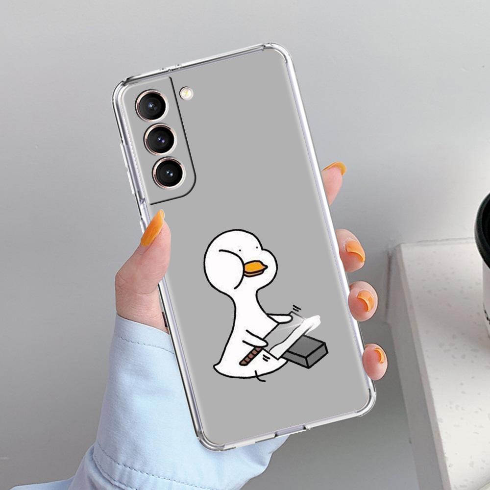 Чехол для телефона Samsung Galaxy S26 S25 S24 S23 S22 Ultra S20 S21 FE 5G Plus Мягкий Прозрачный Чехол Забавный Милый Утенок Модный Парный
