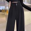 Suit Wide-leg Pants Women's New Autumn Small High-waisted Narrow Version High-end Drape Black Straight-leg Pants