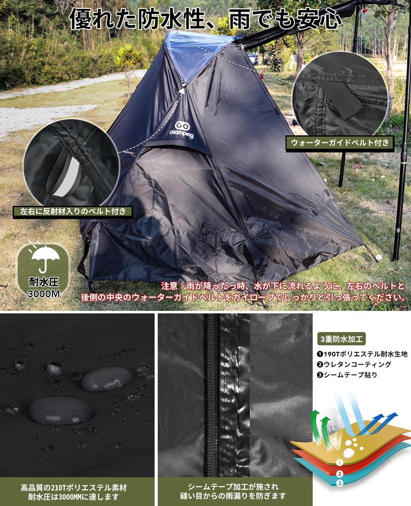 GOGlamping Тент только тент SKY EYE CT PLUS FLY EYE CT PLUS Самостоятельная палатка-раскладушка Тент из ткани TC для туризма Купольные палатки Мансардное окно Боковые стенки Одноместная 1