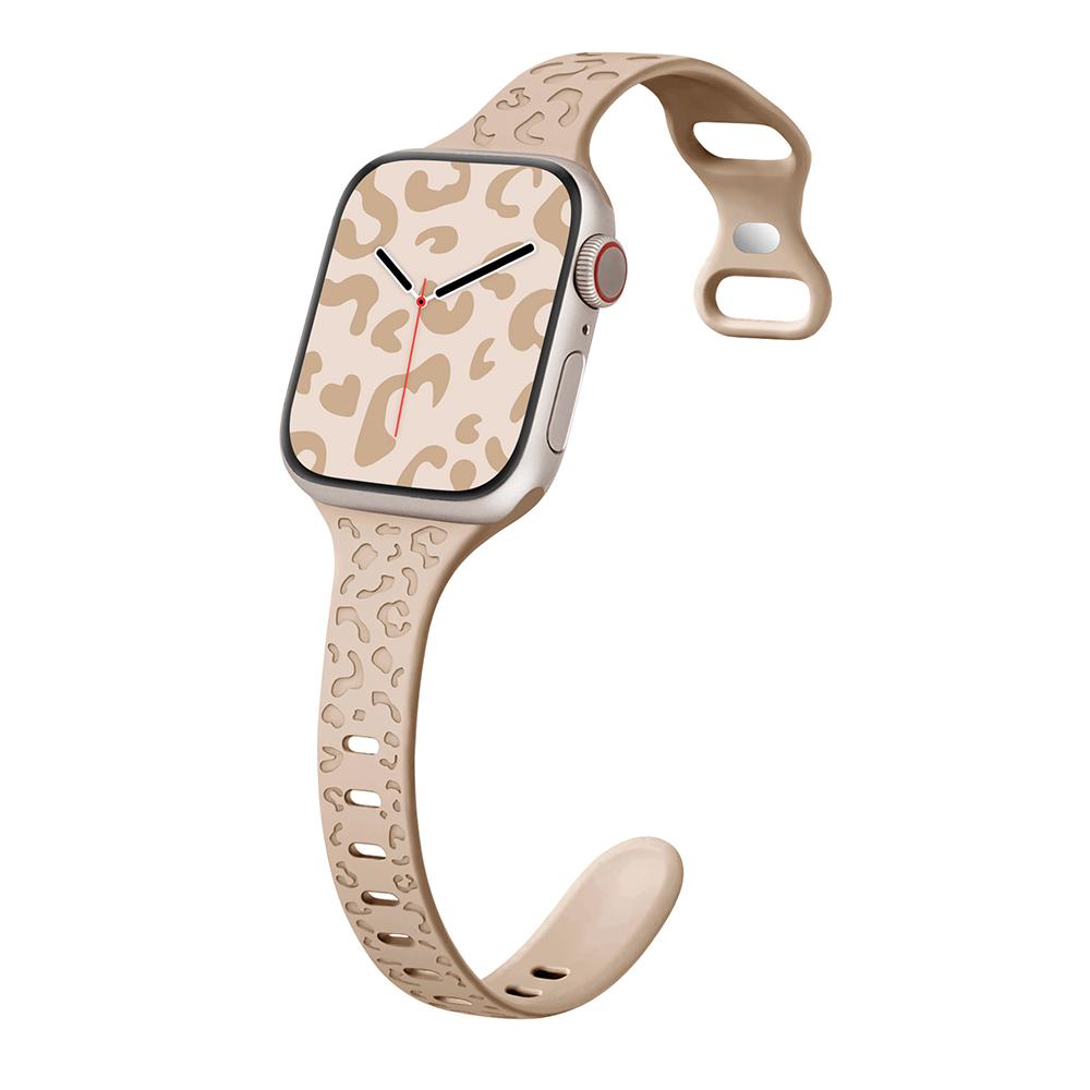 Leopard Engraved Strap for Apple Watch Band 44mm 40mm 45mm 49mm 41 42mm Silicone Bracelet for Iwatch Series Ultra 2 9 8 7 6 SE 5