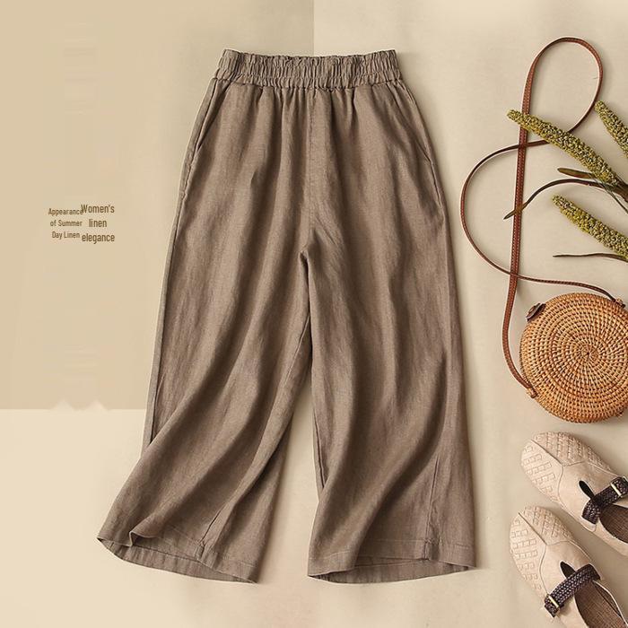 Винтажный комплект из хлопка и льна с вышивкой в стиле Юго-Восточной Азии: Рубашка с рукавом семь восьмых и брюки широкого кроя