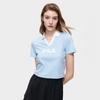Fila Оригинальный логотип серии, цветной блок, вязаная футболка с V-образным вырезом, женский топ, кристально-синий F11W319104F-LB