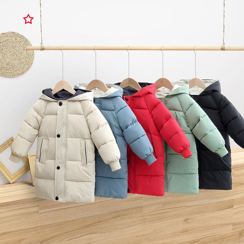Kids Winter Fashion Hooded Down Coat Casual Boys Thick Warm Girls Long Jacket Parka Overcoat Outwear Jackets