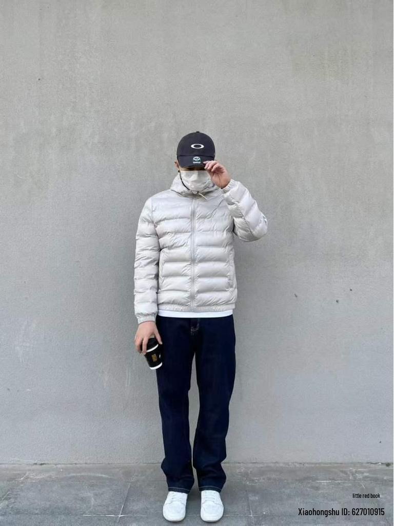 Модная мужская легкая белая куртка с капюшоном на утином пуху 2025: Универсальная, теплая, повседневная зимняя одежда
