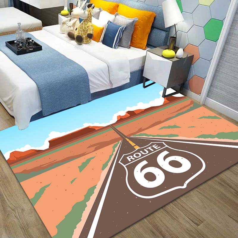 15 размеров Ковер с рисунком знака Route 66, Материнской дороги, Ковер для дома, гостиной, спальни, дивана, придверный коврик, декор, Нескользящий коврик для пола
