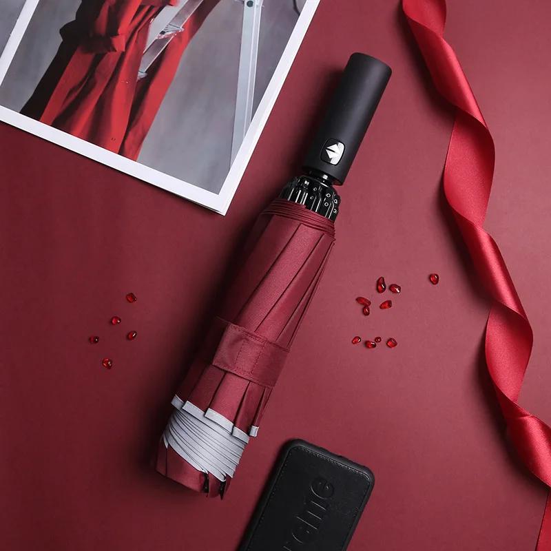 Солнцезащитный водонепроницаемый полностью автоматический зонт Ten Bone для автомобилей, трехкратный обратный зонт, складной для мужчин и женщин, деловой