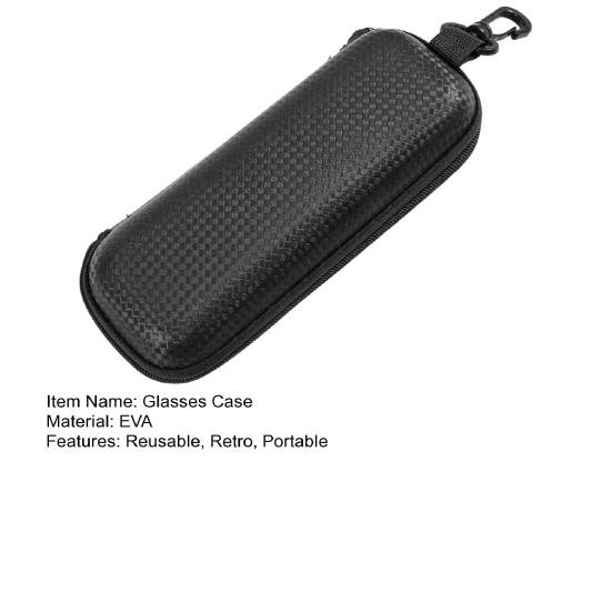 Портативный футляр для очков на молнии с металлическим карабином, высокопрочный EVA, устойчивый к сжатию, ретро-текстура под солому, спортивные аксессуары