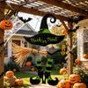 Hanging Wall Decor Halloween Witch Hat Boot Sign Trick or Treat Decoration Reusable Sign for Home Room Wooden Front Door Hanger Holiday Party,